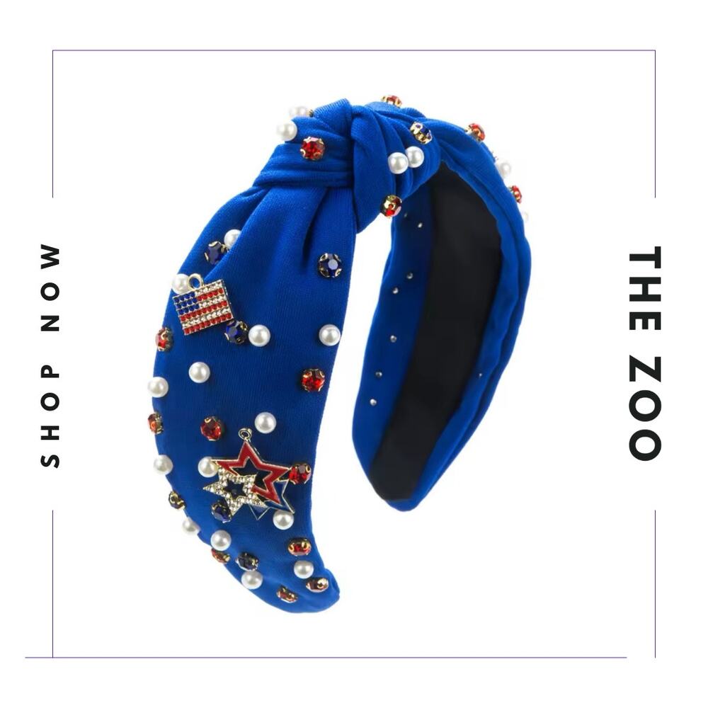 Jeweled Red White and Blue Headband Rhinestones‎